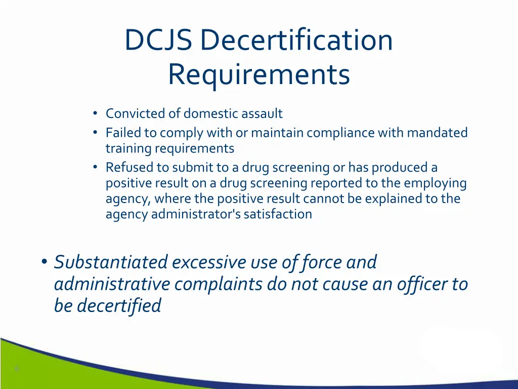 dcjs decertification requirements