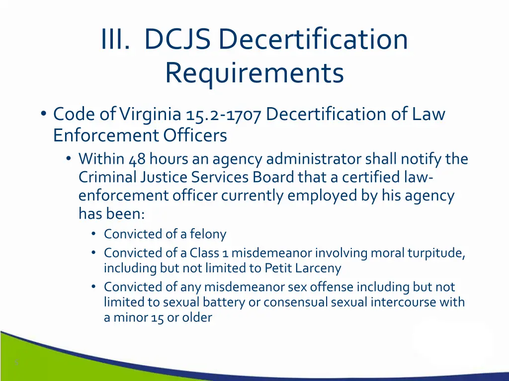 iii dcjs decertification requirements