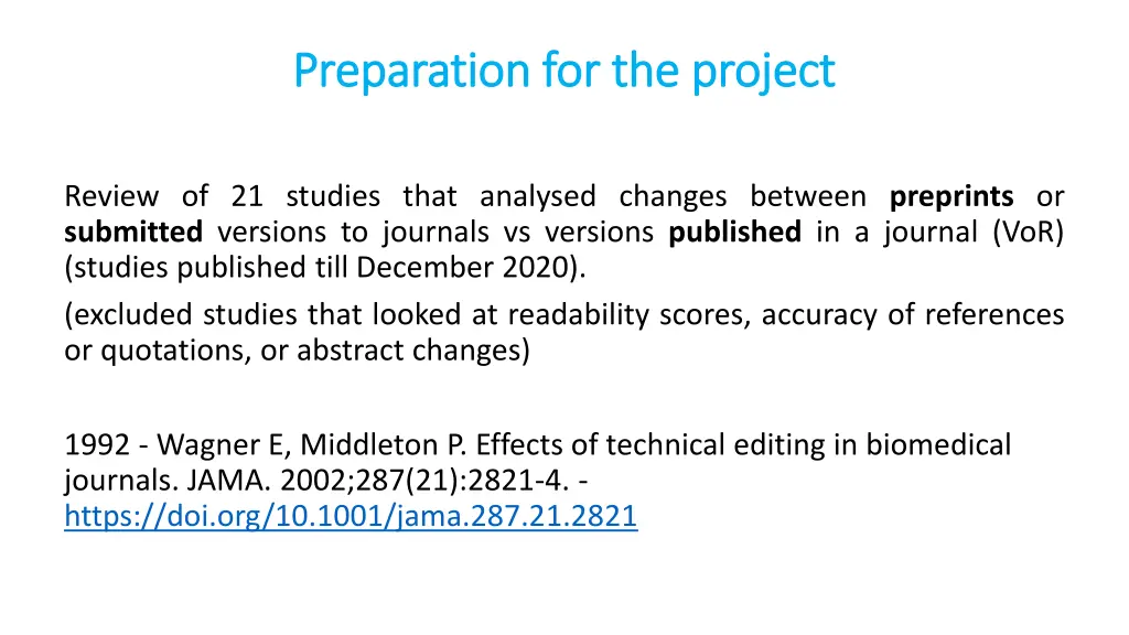 preparation for the project preparation