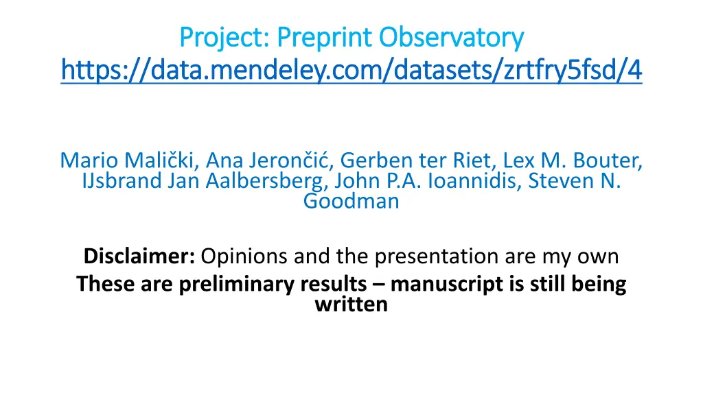 project preprint observatory project preprint