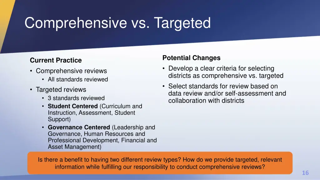 comprehensive vs targeted