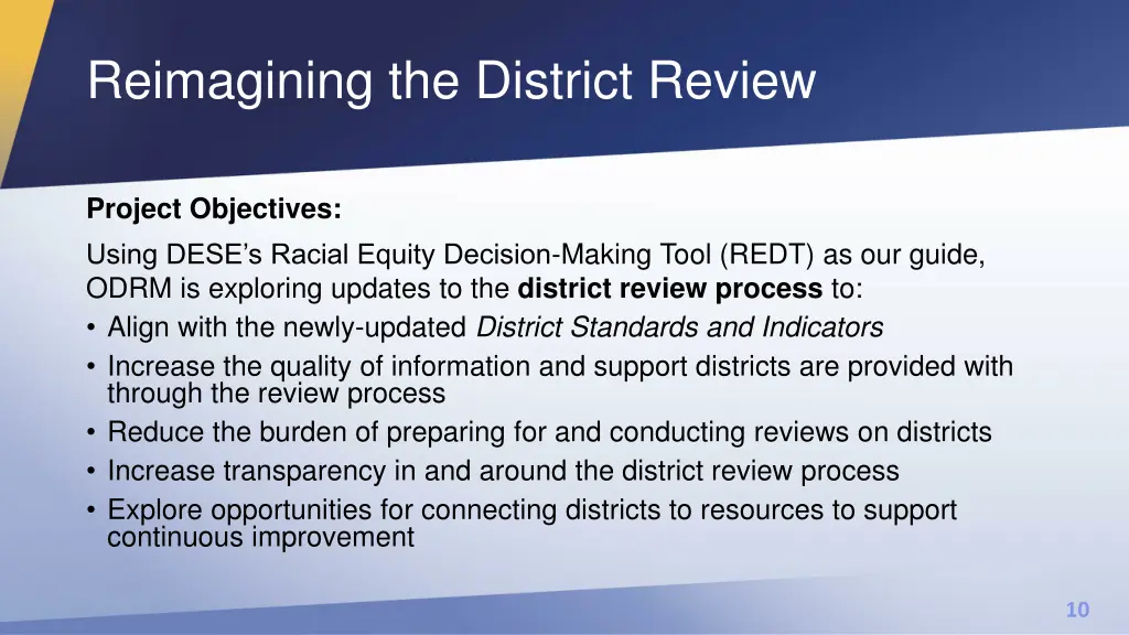 reimagining the district review