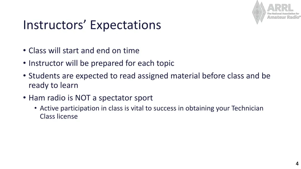 instructors expectations
