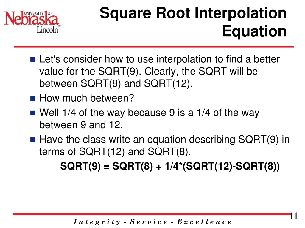 square root interpolation 1