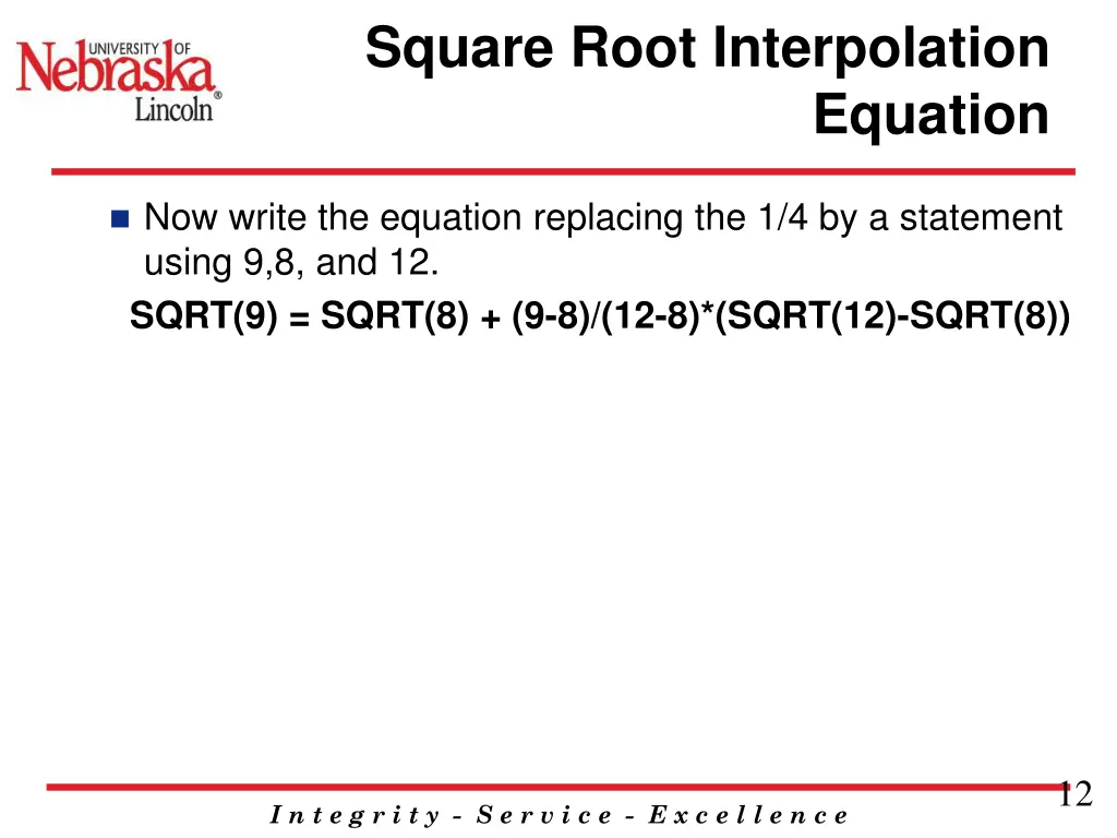 square root interpolation 2