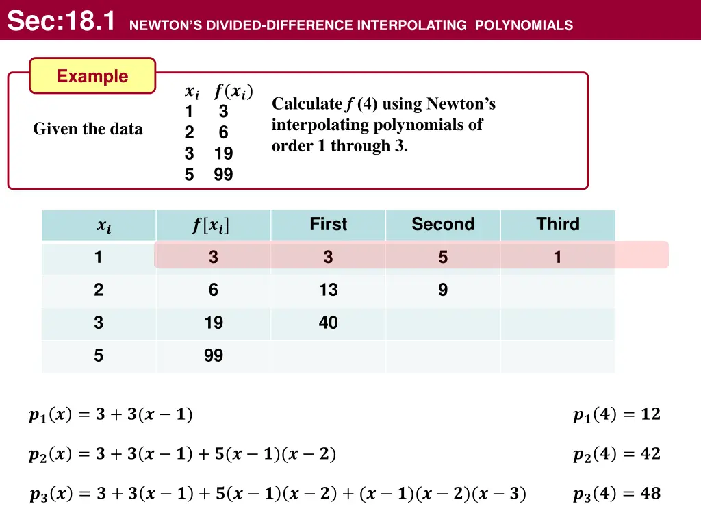 sec 18 1 newton s divided difference 10