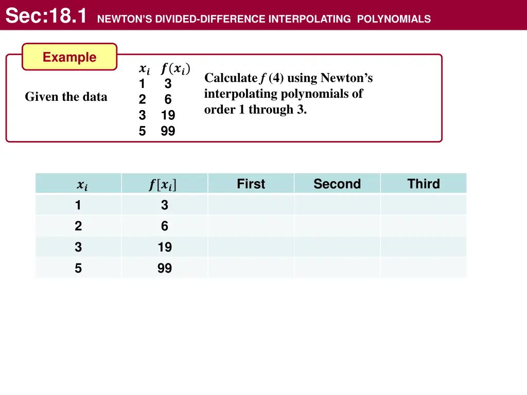 sec 18 1 newton s divided difference 9