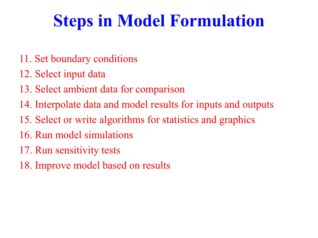 steps in model formulation 1
