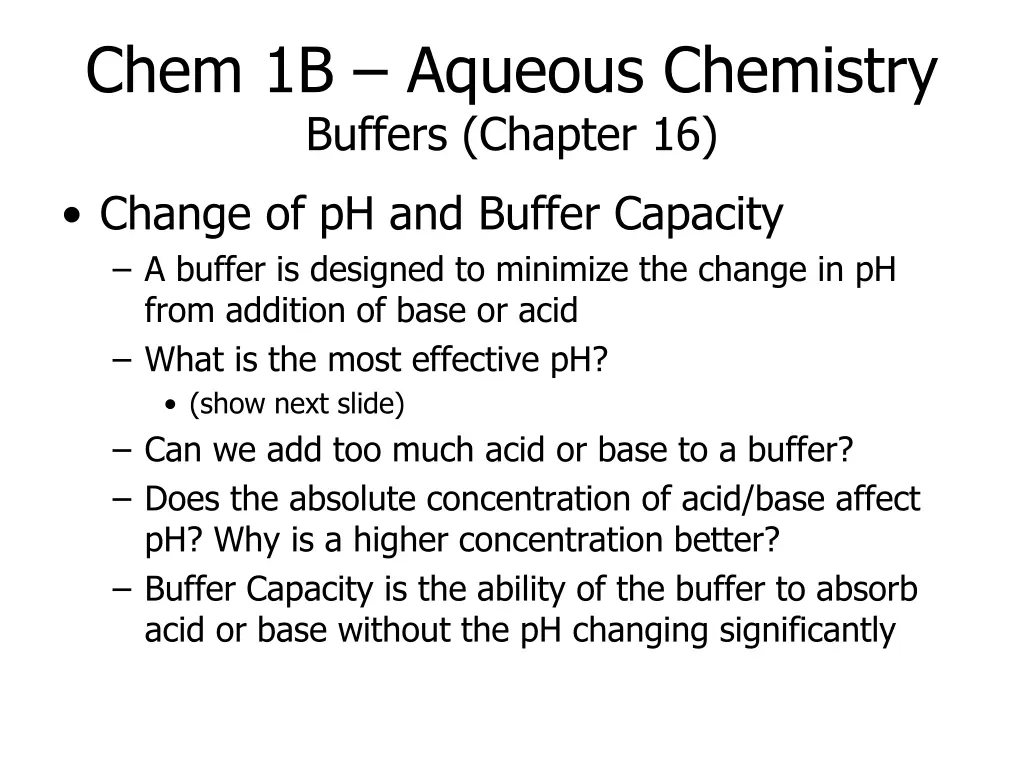 chem 1b aqueous chemistry buffers chapter 16 4