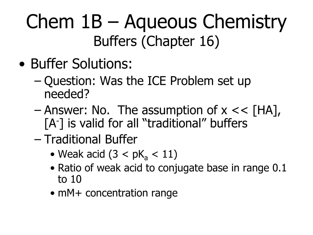 chem 1b aqueous chemistry buffers chapter
