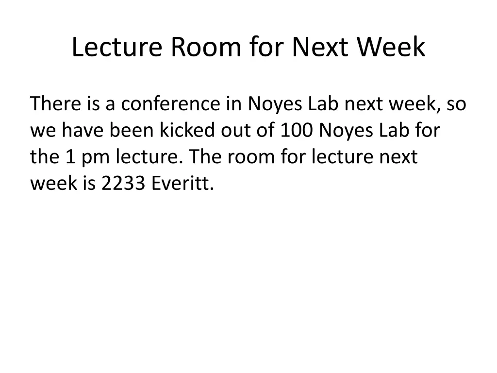 lecture room for next week