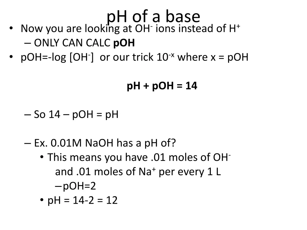 ph of a base