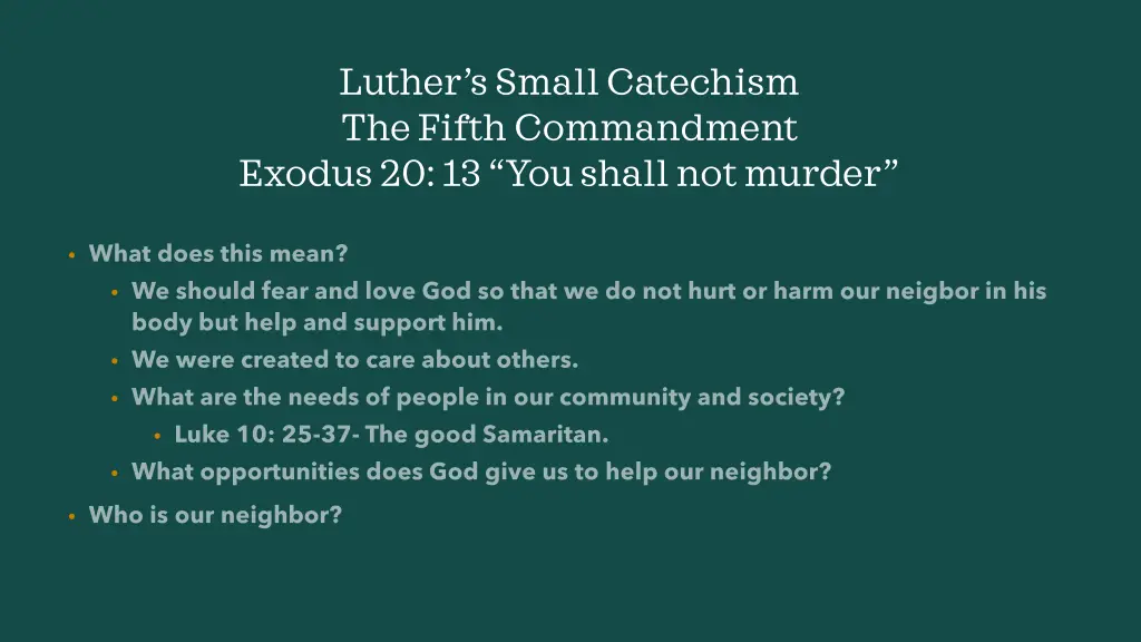 luther s small catechism the fifth commandment 1