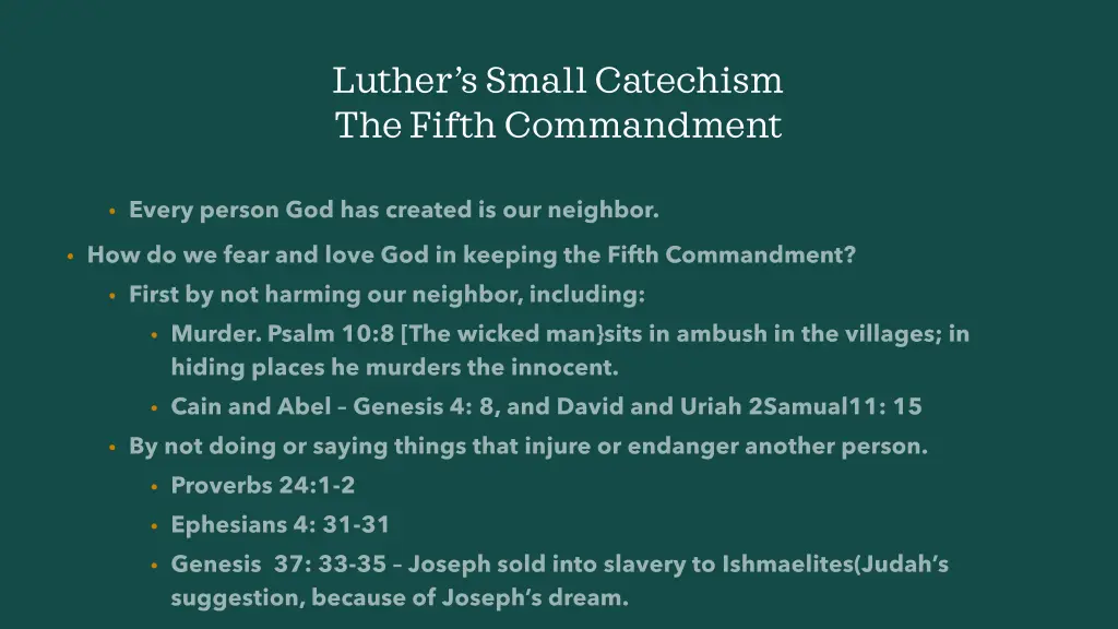luther s small catechism the fifth commandment 2