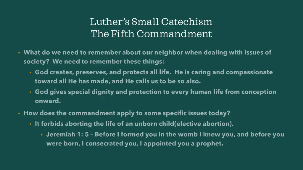 luther s small catechism the fifth commandment 6