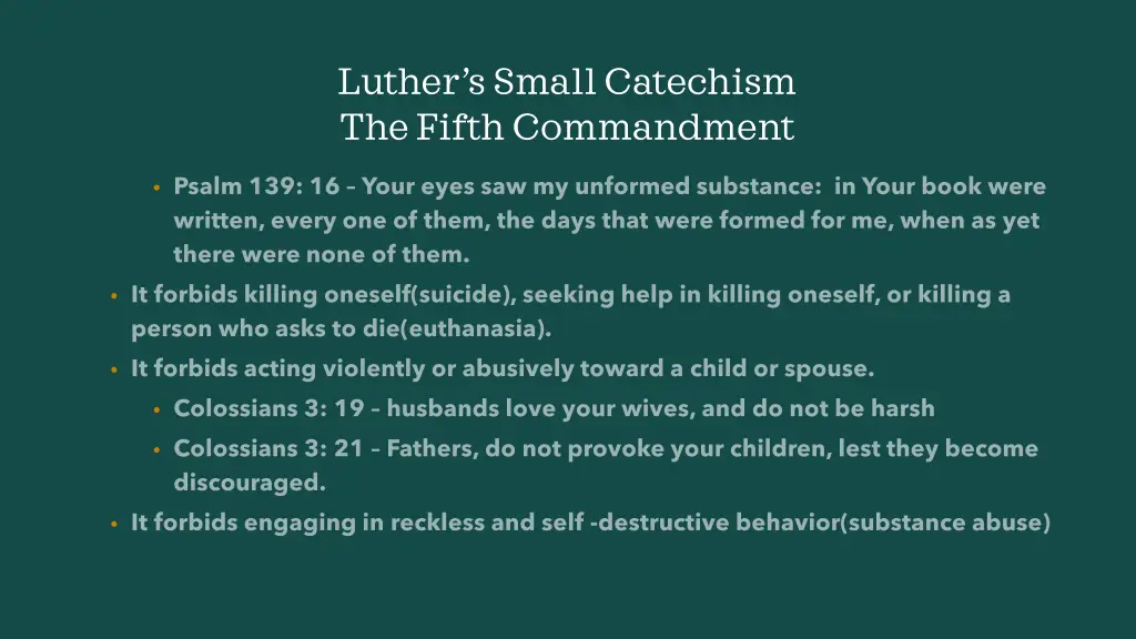 luther s small catechism the fifth commandment 7