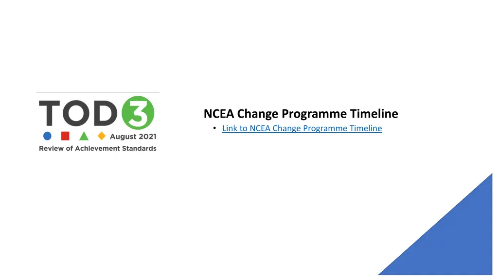 ncea change programme timeline link to ncea
