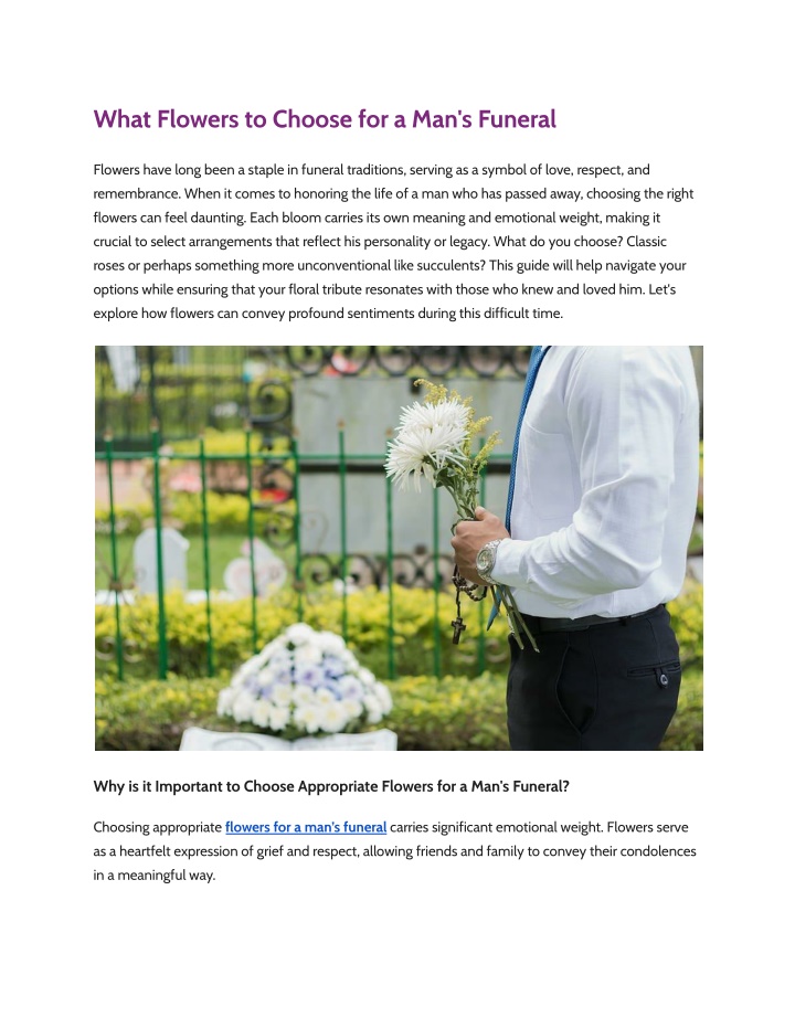 what flowers to choose for a man s funeral