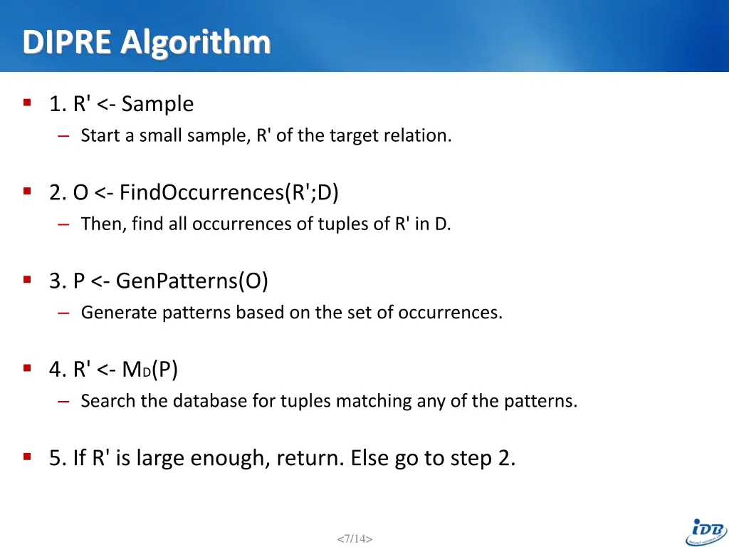 dipre algorithm