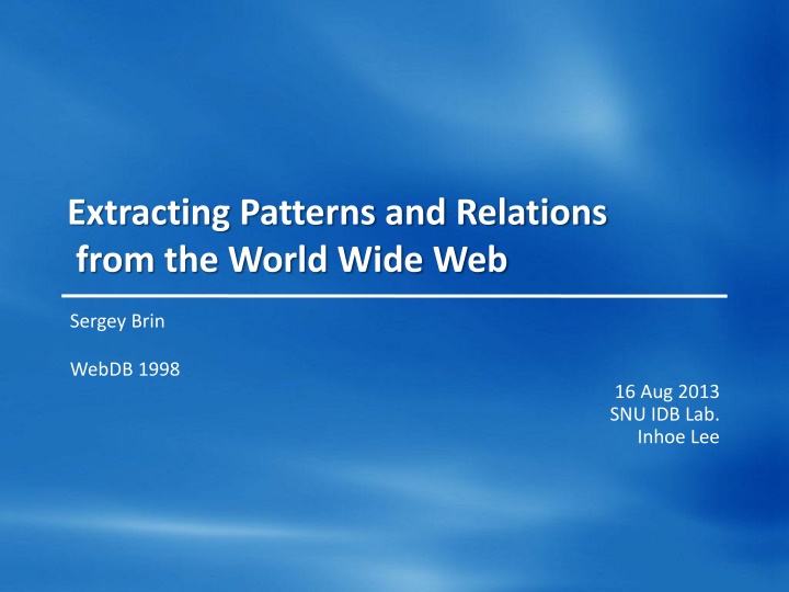 extracting patterns and relations from the world