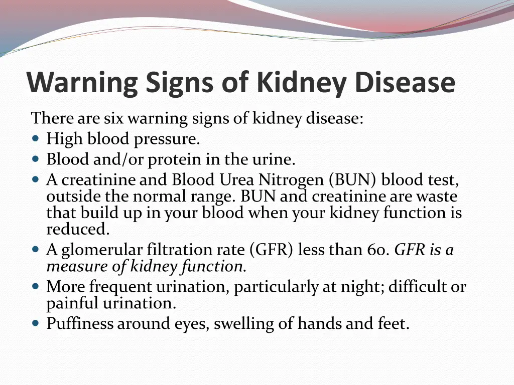 warning signs of kidney disease