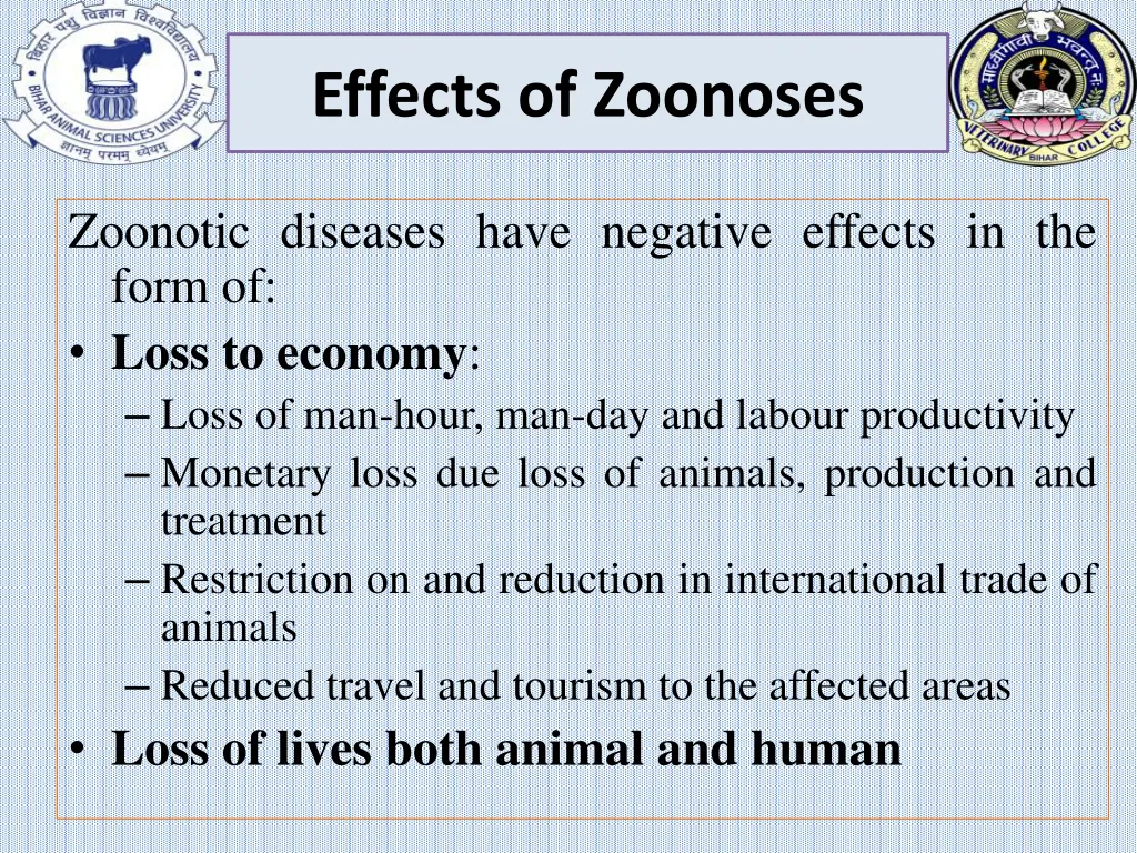 effects of zoonoses