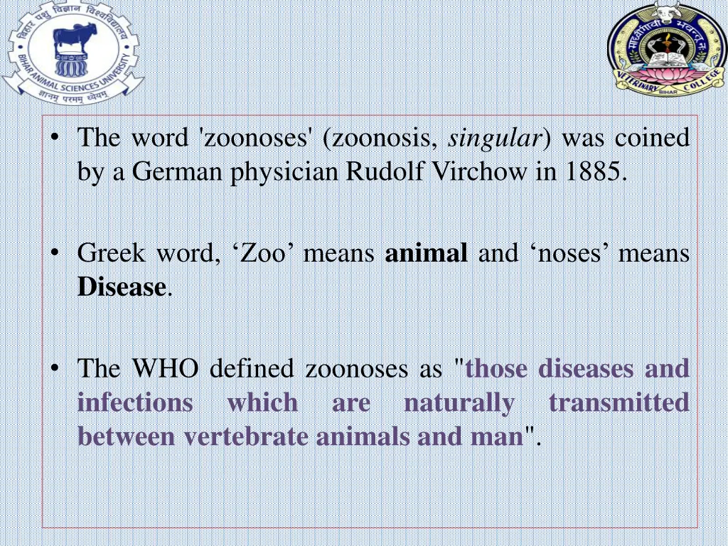 the word zoonoses zoonosis singular was coined