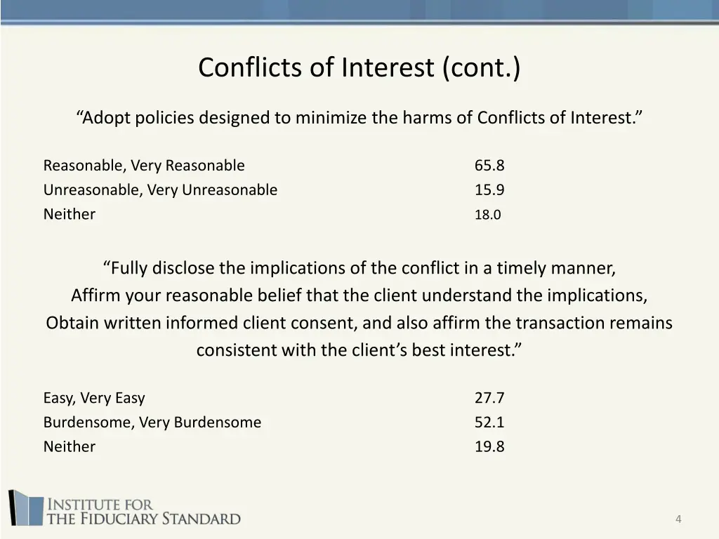 conflicts of interest cont
