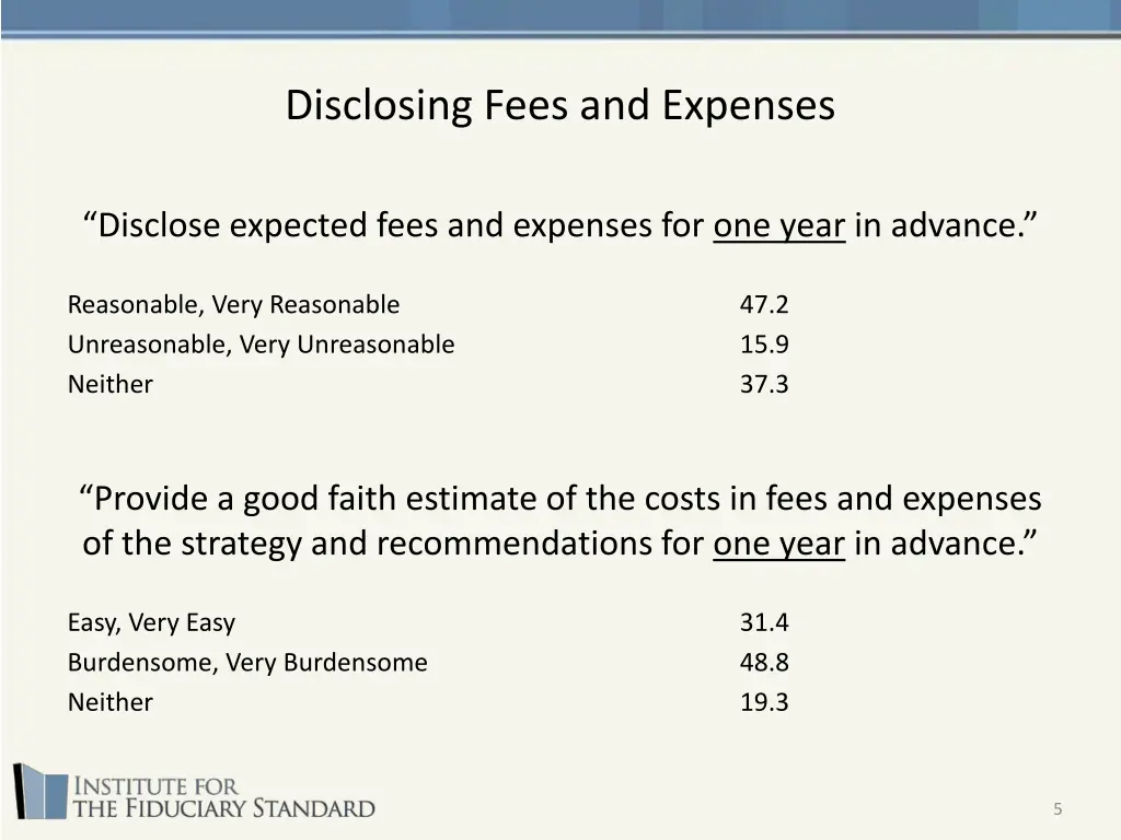 disclosing fees and expenses