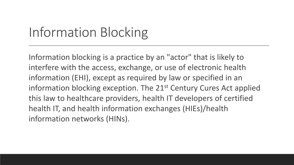 information blocking