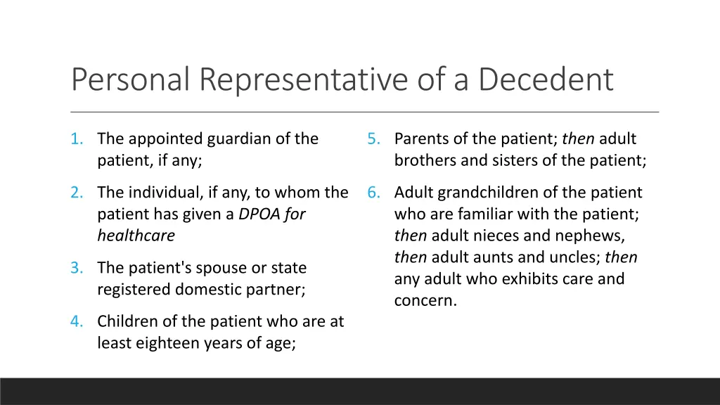 personal representative of a decedent