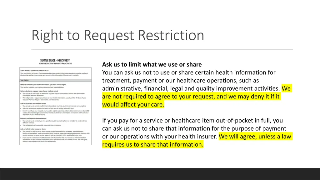 right to request restriction