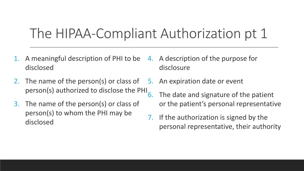 the hipaa compliant authorization pt 1