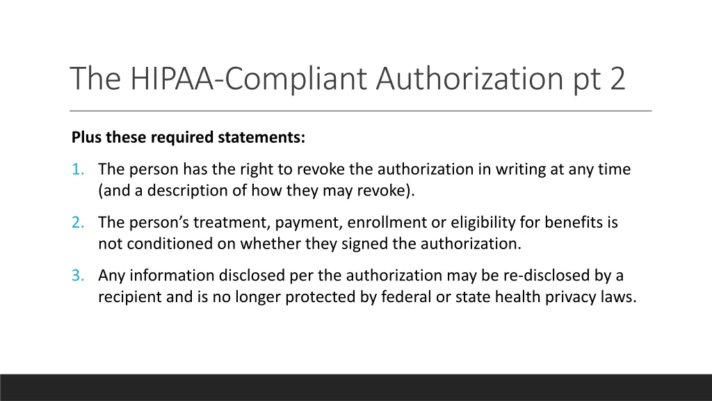 the hipaa compliant authorization pt 2