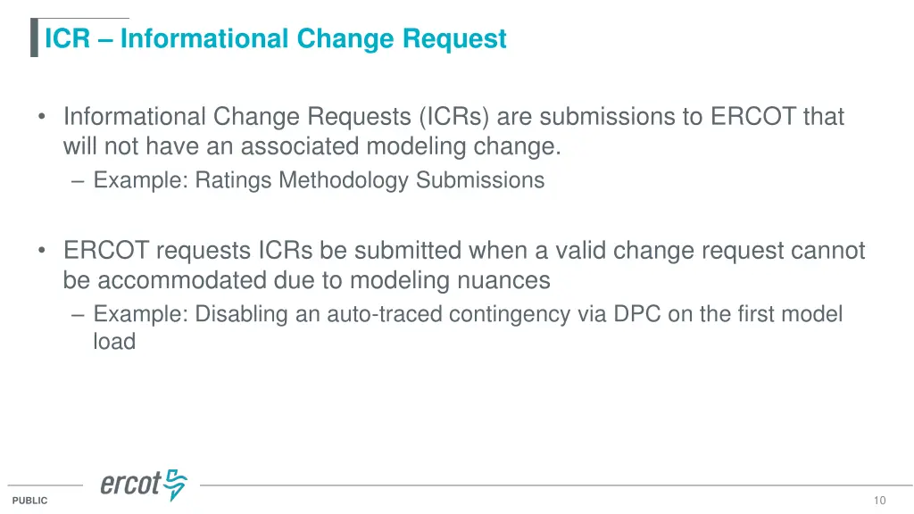 icr informational change request
