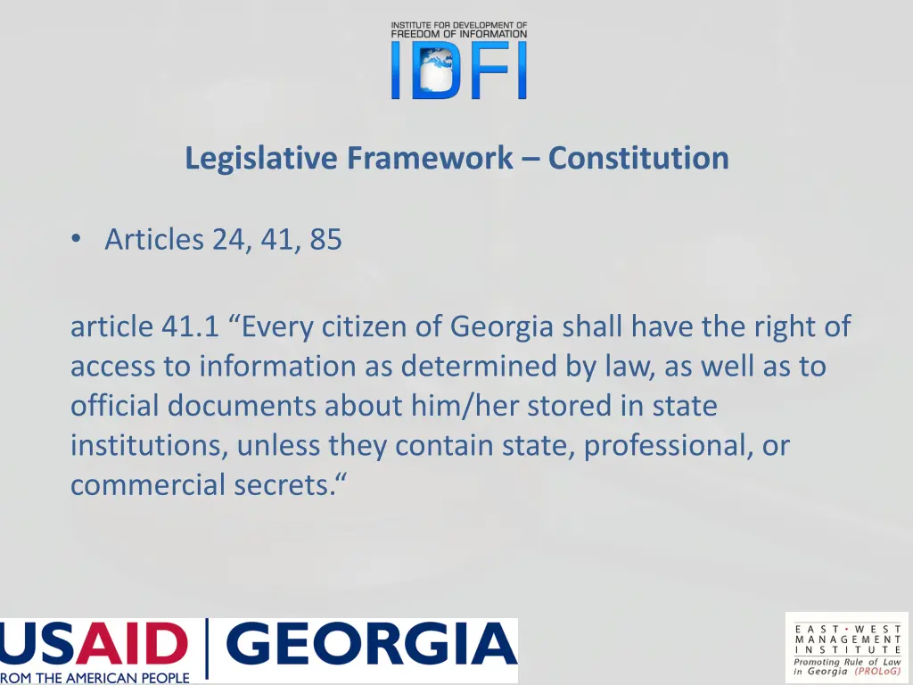 legislative framework constitution