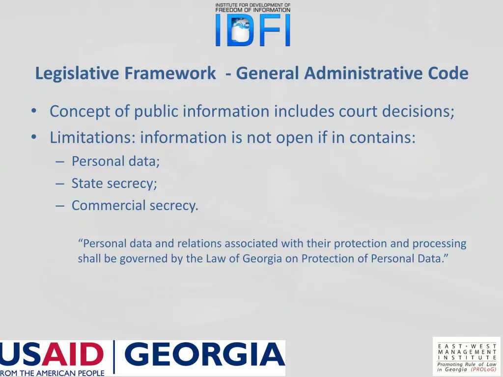legislative framework general administrative code
