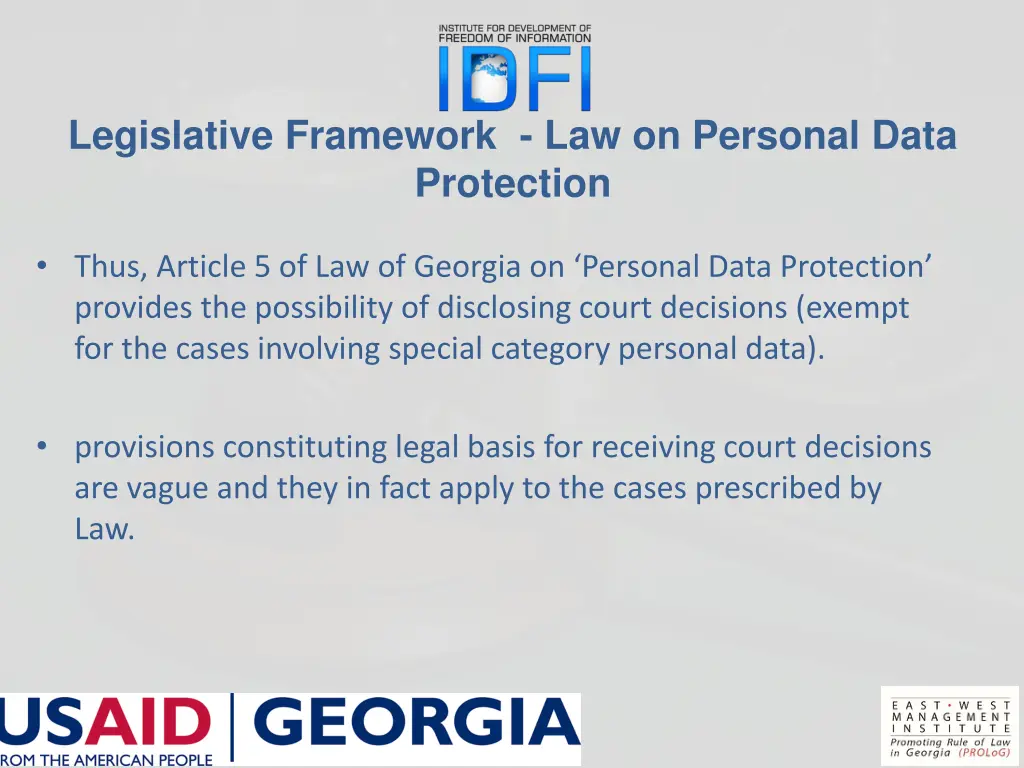 legislative framework law on personal data 2