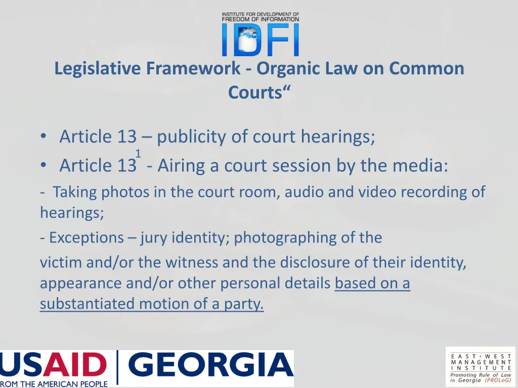legislative framework organic law on common courts