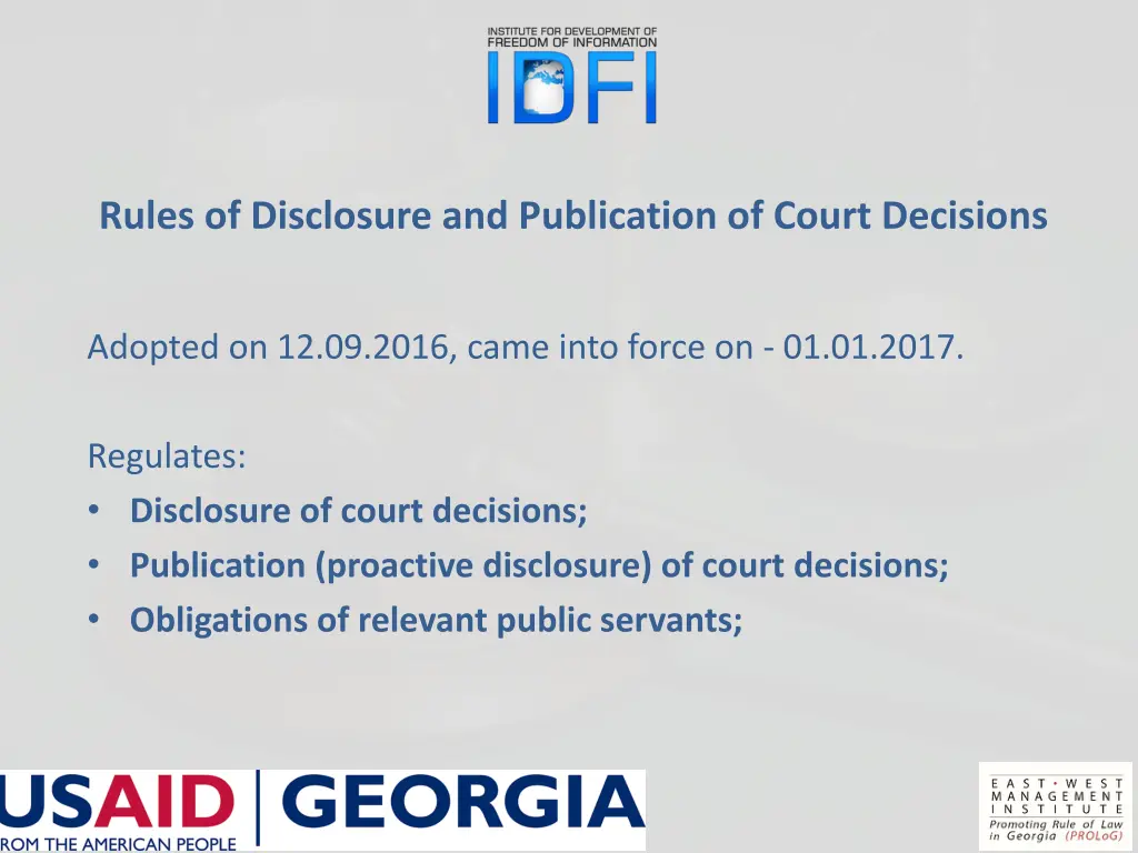 rules of disclosure and publication of court