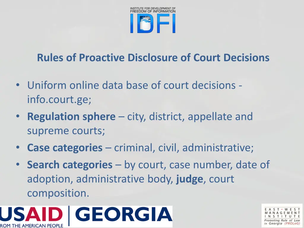 rules of proactive disclosure of court decisions
