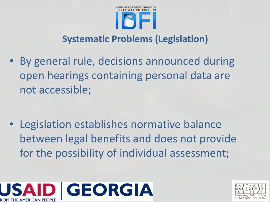 systematic problems legislation 1