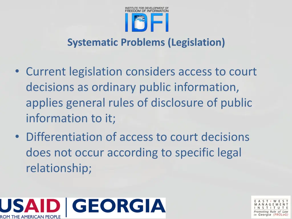 systematic problems legislation