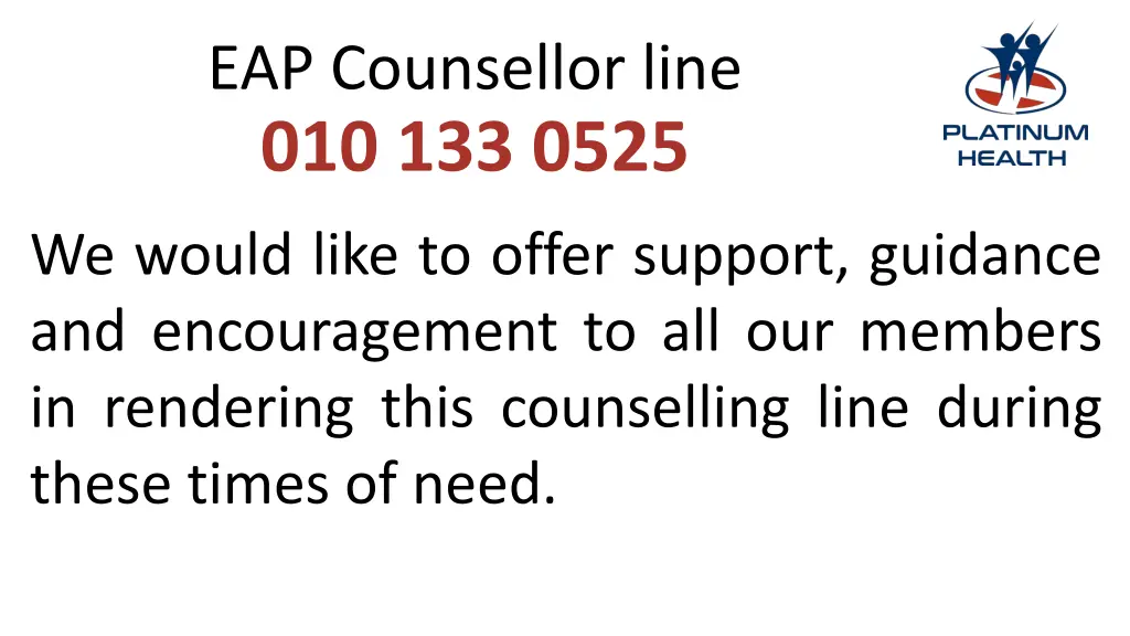 eap counsellor line 010 133 0525