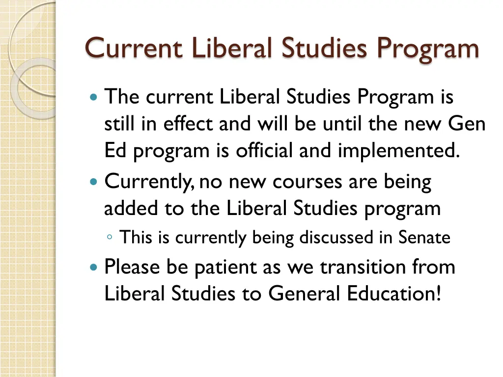current liberal studies program