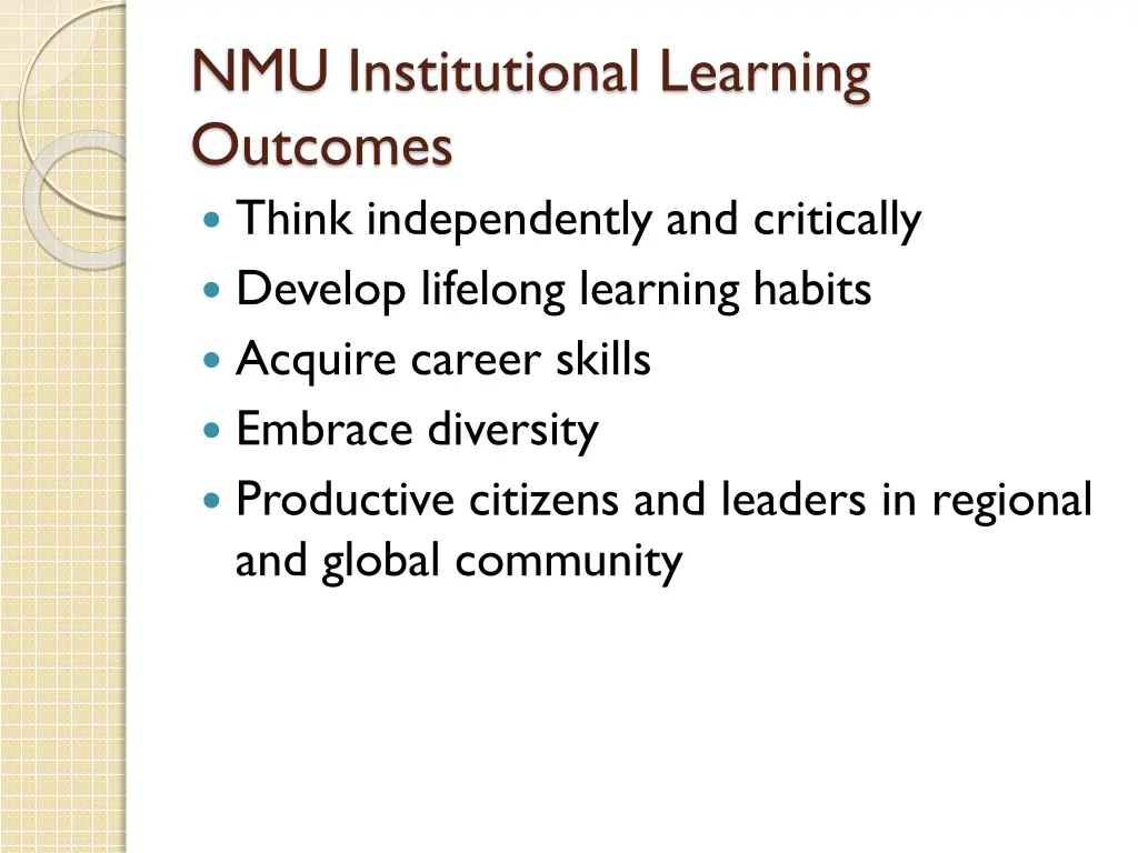 nmu institutional learning outcomes think