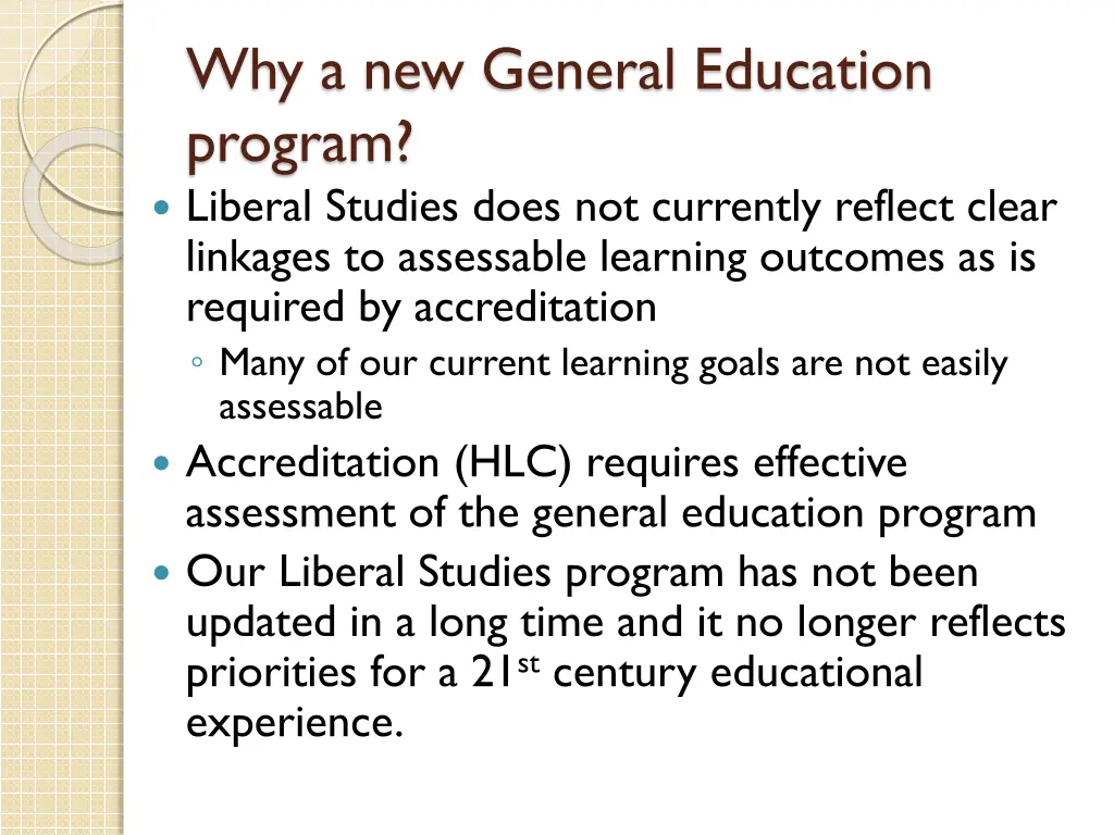 why a new general education program liberal