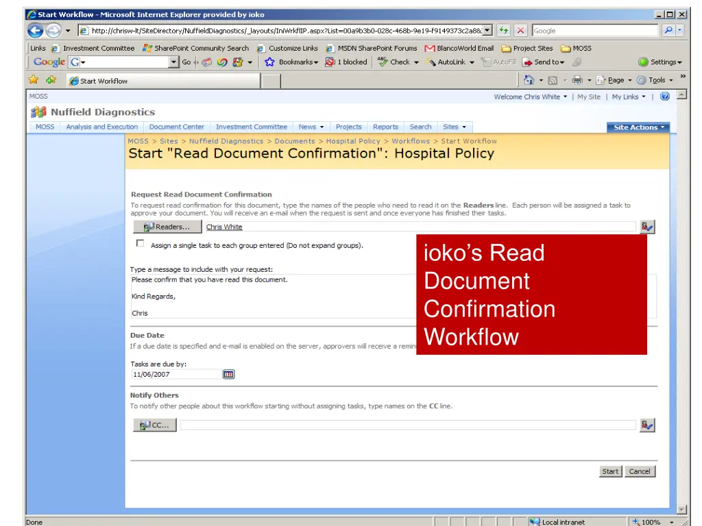 ioko s read document confirmation workflow