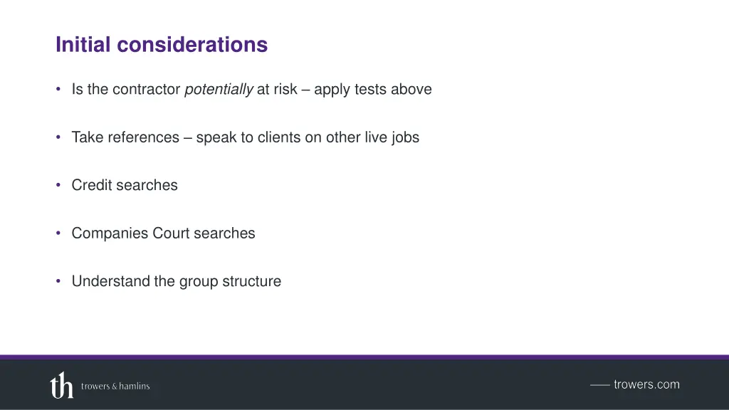 initial considerations