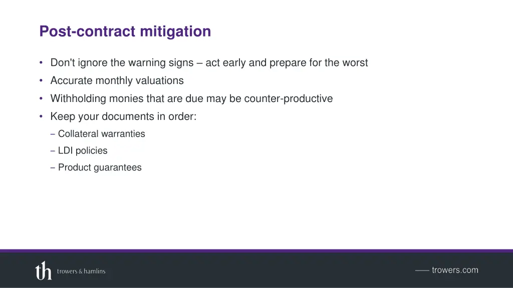 post contract mitigation